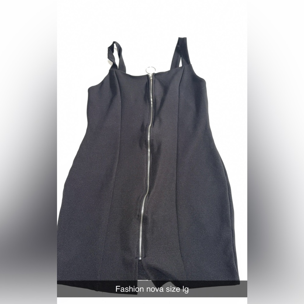 Fashion Nova Black Zip-Front Mini Dress